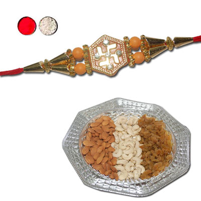 "Rakhi - FR- 8330 A (Single Rakhi), Dryfruit Thali - code RD700 - Click here to View more details about this Product